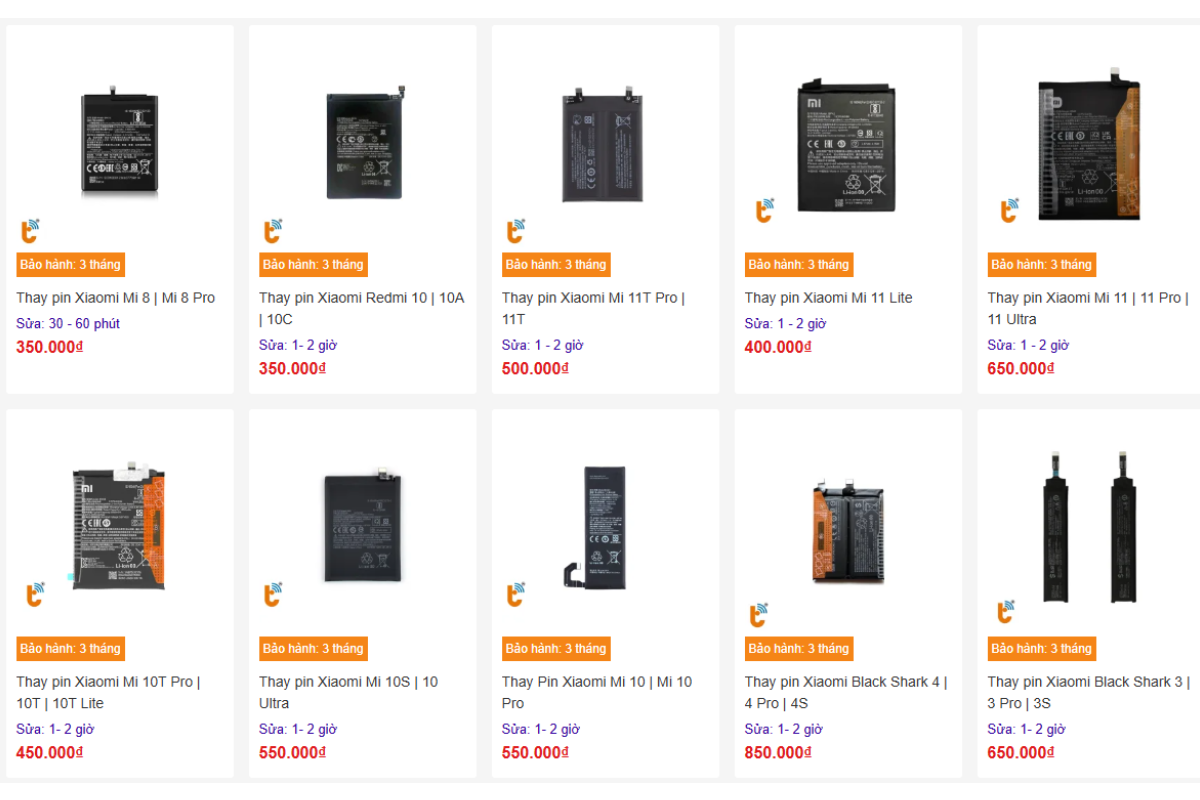 Bảng giá dịch vụ thay pin Xiaomi tại Thành Trung Mobile